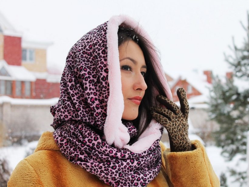 Платок на голове зимой: как красиво носить