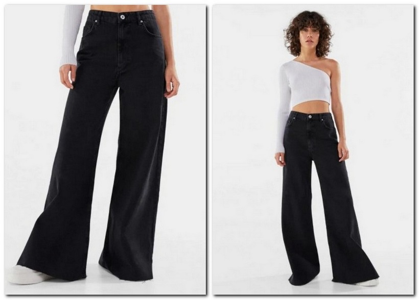 Черные женские джинсы — удлиненный клеш