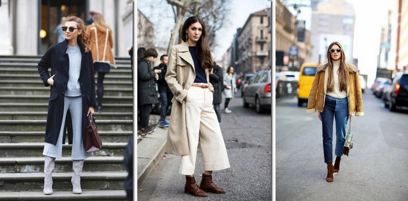 Как носить брюки с ботинками женщине зимой: образы с укороченными моделямии фото