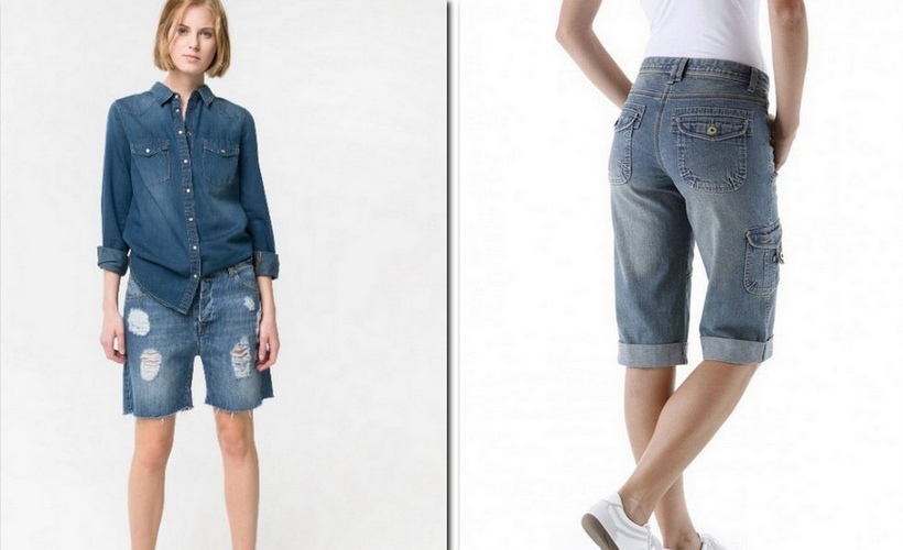 Женские джинсовые шорты-бермуды